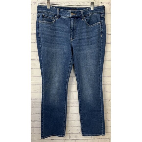 NYDJ Marilyn Straight Stretch Blue Jeans Size 12P‎ Not Your Daughter’s Jeans - Picture 1 of 8